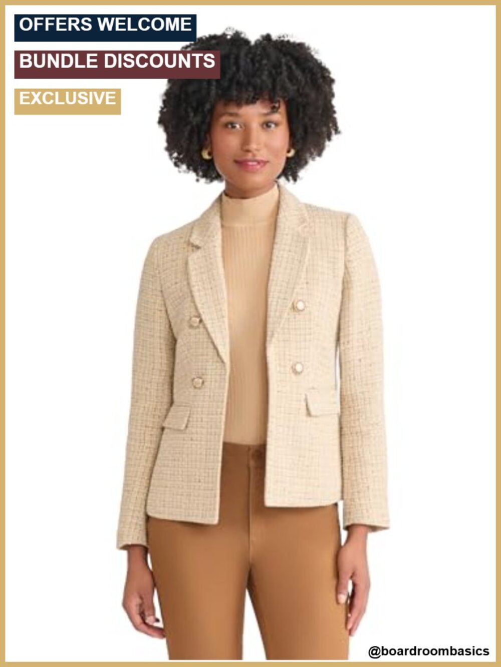 Jones New York Womens Tweed Faux Double Breasted Blazer
